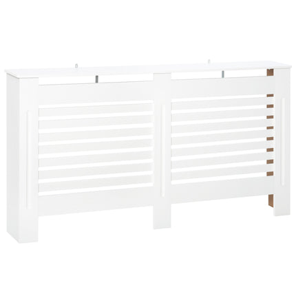 MDF White Painted Slatted Radiator Cover Cabinet with Display Shelf 172L x 19W x 81H cm - White