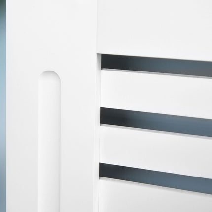 MDF White Painted Slatted Radiator Cover Cabinet with Display Shelf 172L x 19W x 81H cm - White