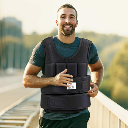 10kg Adjustable Metal Sand Weight Trainer Vest Unisex - Black/Red