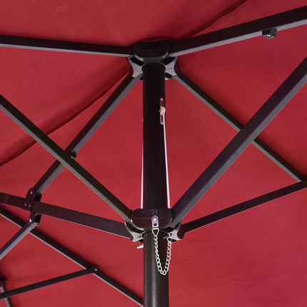 4.6m Double-Sided Patio Parasol with UV Protection - Wine Red
