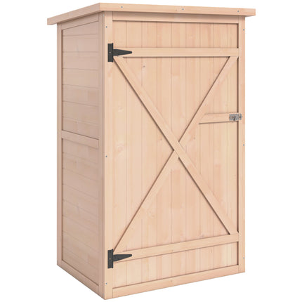 Wooden Fir Wood Garden Storage Shed Tool Organiser Cabinet with Waterproof Finish - Natural