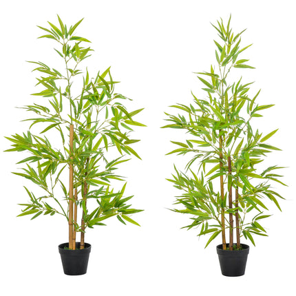 Set of 2 Artificial Bamboo Trees 120cm with Nursery Pot for Indoor Outdoor Décor - Green