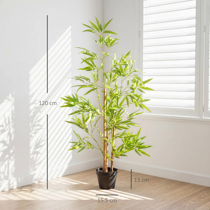 Set of 2 Artificial Bamboo Trees 120cm with Nursery Pot for Indoor Outdoor Décor - Green