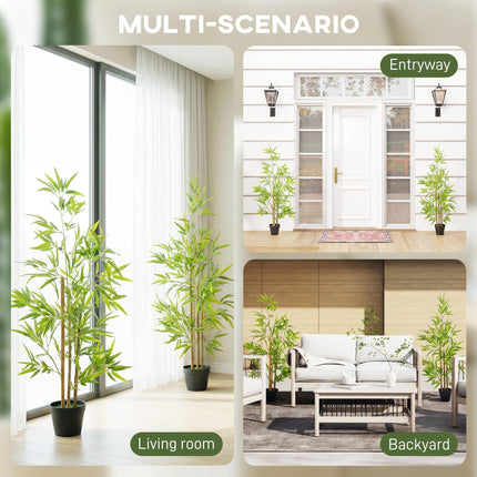 Set of 2 Artificial Bamboo Trees 120cm with Nursery Pot for Indoor Outdoor Décor - Green