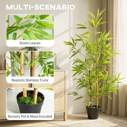 Set of 2 Artificial Bamboo Trees 120cm with Nursery Pot for Indoor Outdoor Décor - Green