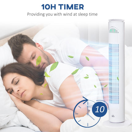 30'' Freestanding Tower Fan with 3 Speeds, 3 Modes, 10h Timer & 70° Oscillation - White