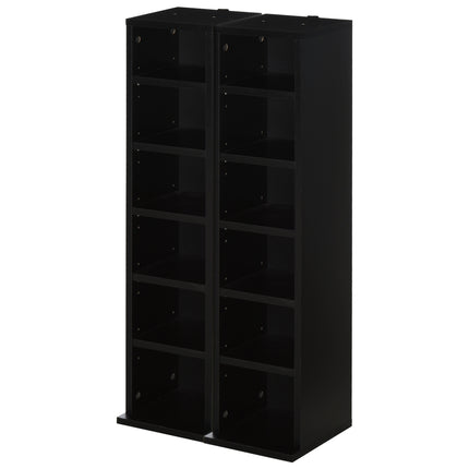 204 CD Media Display Shelf Unit Set of 2 Blu-Ray Tower Rack w/ Adjustable Shelve