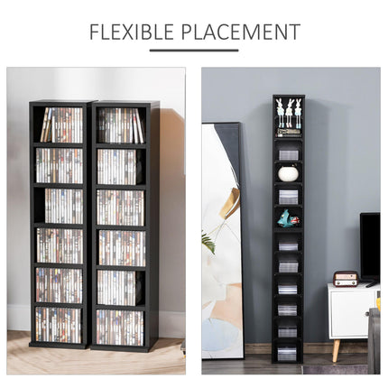 204 CD Media Display Shelf Unit Set of 2 Blu-Ray Tower Rack w/ Adjustable Shelve