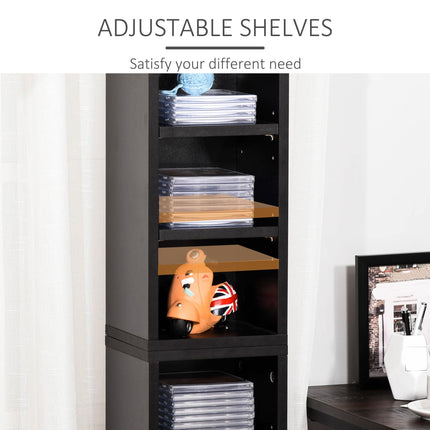 204 CD Media Display Shelf Unit Set of 2 Blu-Ray Tower Rack w/ Adjustable Shelve