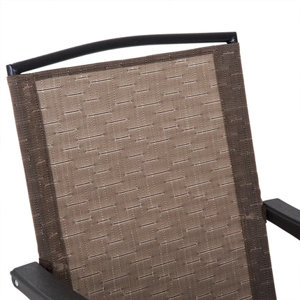 3 Piece Outdoor Bistro Set with Folding Chairs and Tempered Glass Table - Brown
