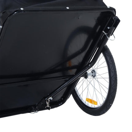 Folding Steel Frame Bike Trailer Cargo with Removable Cover and Hitch - White and Black