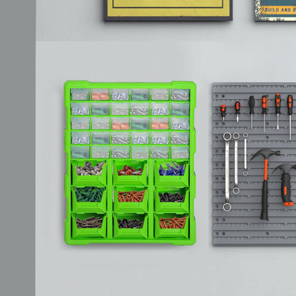Plastic 39 Drawer Parts Organiser Wall Mount Storage Cabinet Garage Small Nuts B