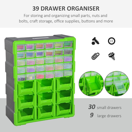 Plastic 39 Drawer Parts Organiser Wall Mount Storage Cabinet Garage Small Nuts B