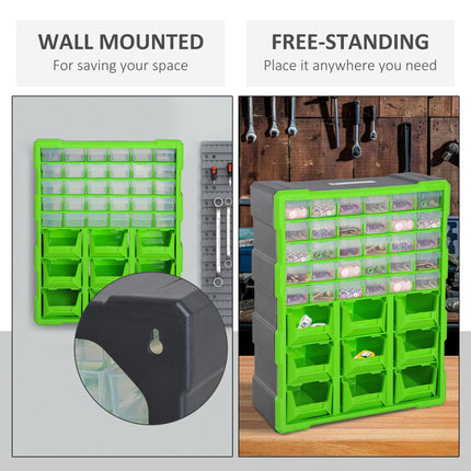 Plastic 39 Drawer Parts Organiser Wall Mount Storage Cabinet Garage Small Nuts B