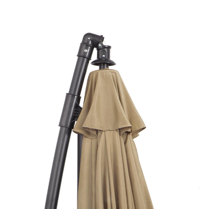 3 Metre Cantilever Garden Parasol with Crank Handle and Cross Base - Beige
