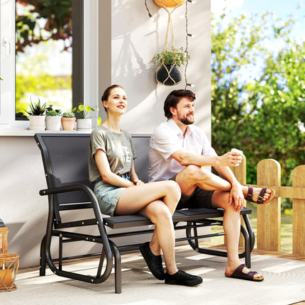 2-Person Outdoor Glider Bench Patio Double Swing Gliding Chair Loveseat w/Power