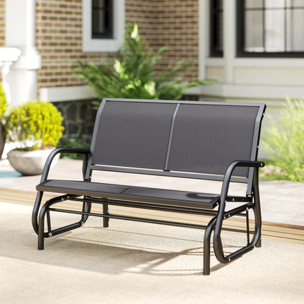 2-Person Outdoor Glider Bench Patio Double Swing Gliding Chair Loveseat w/Power