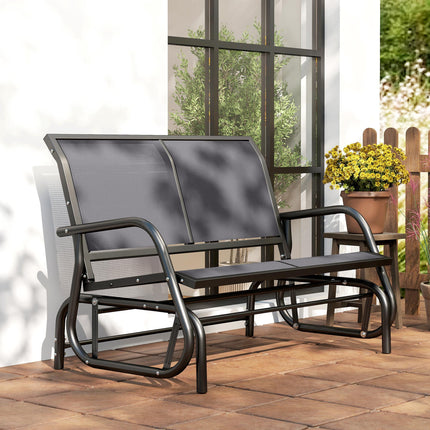 2-Person Outdoor Glider Bench Patio Double Swing Gliding Chair Loveseat w/Power