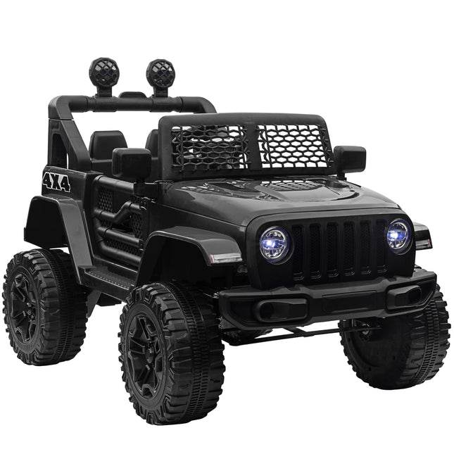 12V Kids Electric Ride On Off-road Car Truck with 2 Motors, Remote Control, Horn & Lights for Ages 3-6 - Black