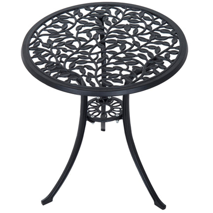 3 Piece Cast Aluminum Bistro Set with Antique Floral Design - Black