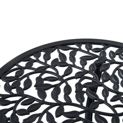 3 Piece Cast Aluminum Bistro Set with Antique Floral Design - Black