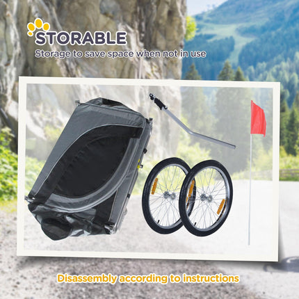 Dog Bike Trailer Pet Cart Carrier Steel Frame Water Resistant - Grey and Black