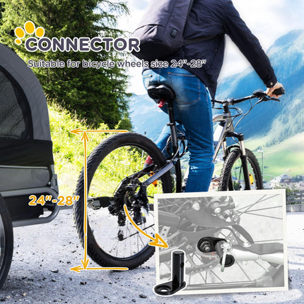 Dog Bike Trailer Pet Cart Carrier Steel Frame Water Resistant - Grey and Black