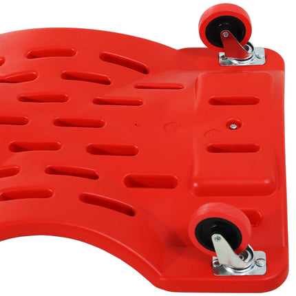 Mechanic Vehicle Creeper with Padded Headrest, Tool Trays & Rolling Castors for Garage Repair - Red