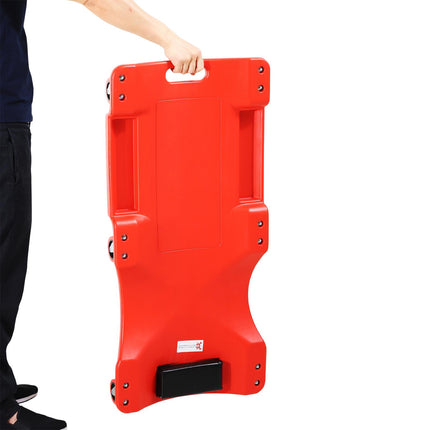 Mechanic Vehicle Creeper with Padded Headrest, Tool Trays & Rolling Castors for Garage Repair - Red