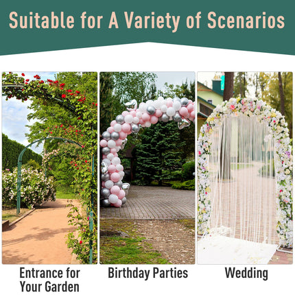 Metal Frame Garden Entrance Arch with Dual Gate and Side Trellis - Black