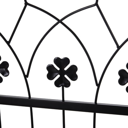 Metal Frame Garden Entrance Arch with Dual Gate and Side Trellis - Black