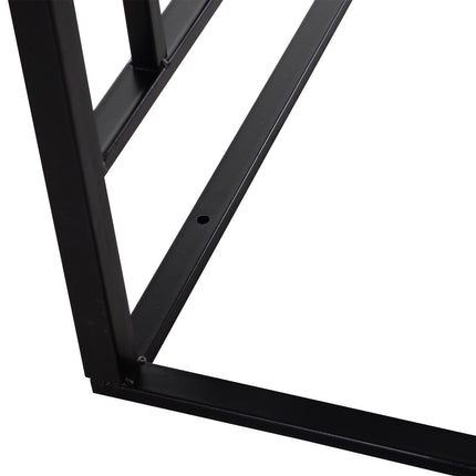 Metal Frame Garden Entrance Arch with Dual Gate and Side Trellis - Black