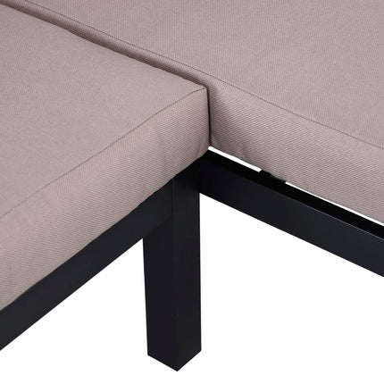 3 Piece Aluminium Frame Garden Furniture Set with Sofa, Chaise Lounge & Coffee Table - Mixed Grey
