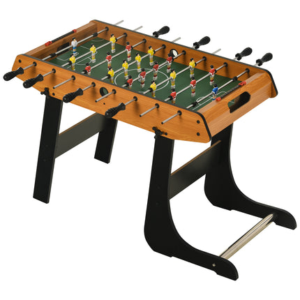 Folding Mini Foosball Soccer Table Football Gaming Table for Family Fun - Natural Wood Finish