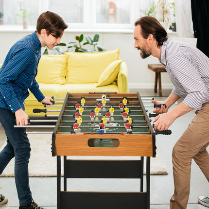 Folding Mini Foosball Soccer Table Football Gaming Table for Family Fun - Natural Wood Finish