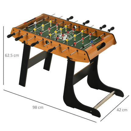 Folding Mini Foosball Soccer Table Football Gaming Table for Family Fun - Natural Wood Finish