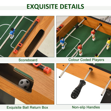 Folding Mini Foosball Soccer Table Football Gaming Table for Family Fun - Natural Wood Finish