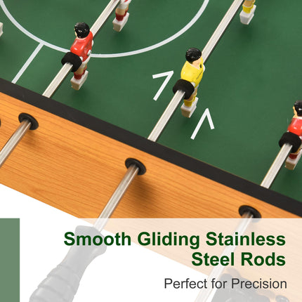 Folding Mini Foosball Soccer Table Football Gaming Table for Family Fun - Natural Wood Finish