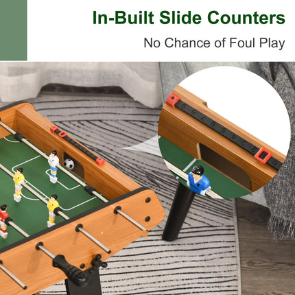 Folding Mini Foosball Soccer Table Football Gaming Table for Family Fun - Natural Wood Finish