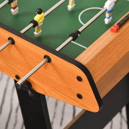Folding Mini Foosball Soccer Table Football Gaming Table for Family Fun - Natural Wood Finish