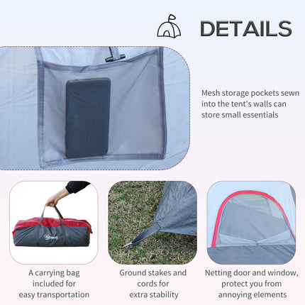6 Person Dome Camping Tent with UV Protection - Grey