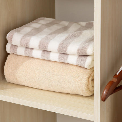 Open Wardrobe on Wheels, Bedroom Wardrobe with Clothes Hanging Rail, 3 Storage Shelves, Mobile Garment Rack for Cloakroom, Hallway, Maple Wood-Effect