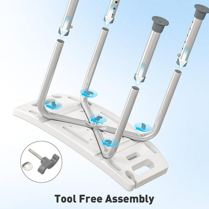 6-Level Height Adjustable Aluminium Bathroom Shower Stool with Padded Seat and Non-Slip Feet - Blue
