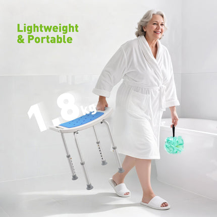 6-Level Height Adjustable Aluminium Bathroom Shower Stool with Padded Seat and Non-Slip Feet - Blue