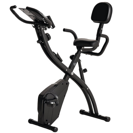 2-in-1 Foldable Magnetic Resistance Exercise Bike with Pulse Sensor - Black