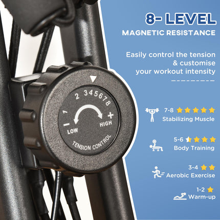 2-in-1 Foldable Magnetic Resistance Exercise Bike with Pulse Sensor - Black