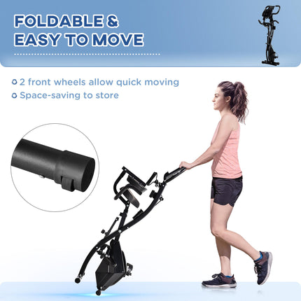 2-in-1 Foldable Magnetic Resistance Exercise Bike with Pulse Sensor - Black