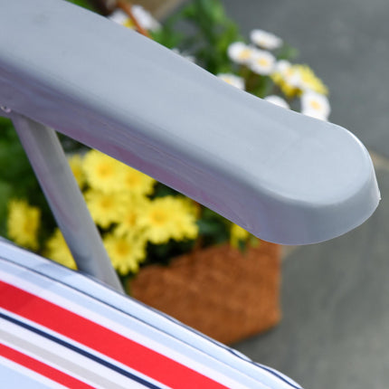 Set of 2 Foldable Adjustable Garden Sun Lounger with Cushioned Seat - Red and White