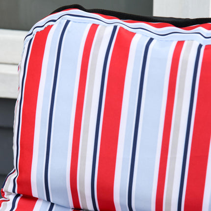 Set of 2 Foldable Adjustable Garden Sun Lounger with Cushioned Seat - Red and White