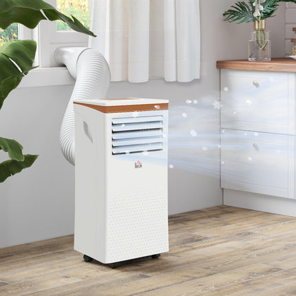 10000 BTU 4-in-1 Portable Mobile Air Conditioner with Remote, LED, Timer & Auto Shut-Off - White Grey Gold